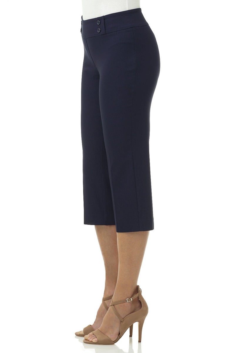 Rekucci Women's Ease into Comfort Capri with Button Detail (16, Navy) - Image 2